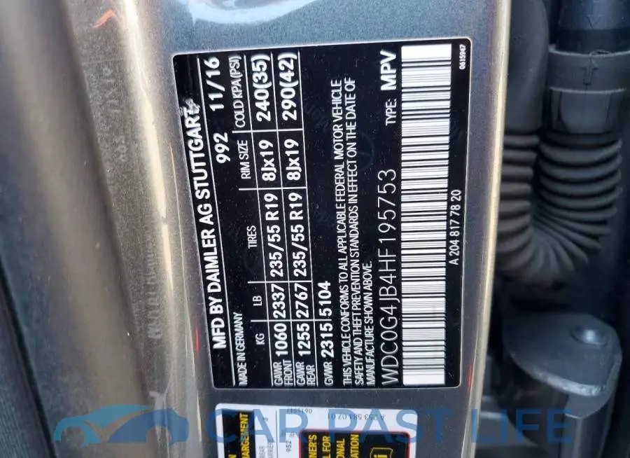 WDC0G4JB4HF195753# 13