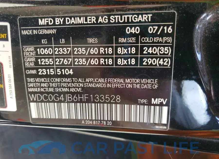 WDC0G4JB6HF133528# 13