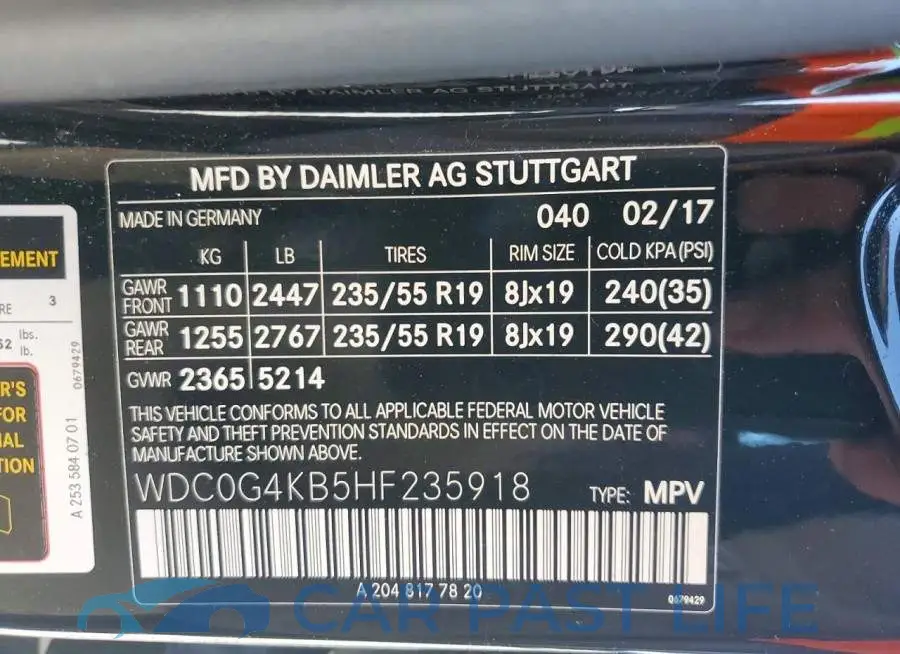 WDC0G4KB5HF235918# 13