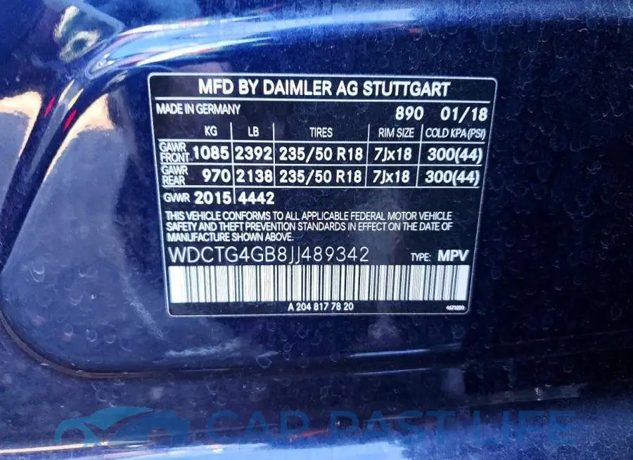 WDCTG4GB8JJ489342# 13