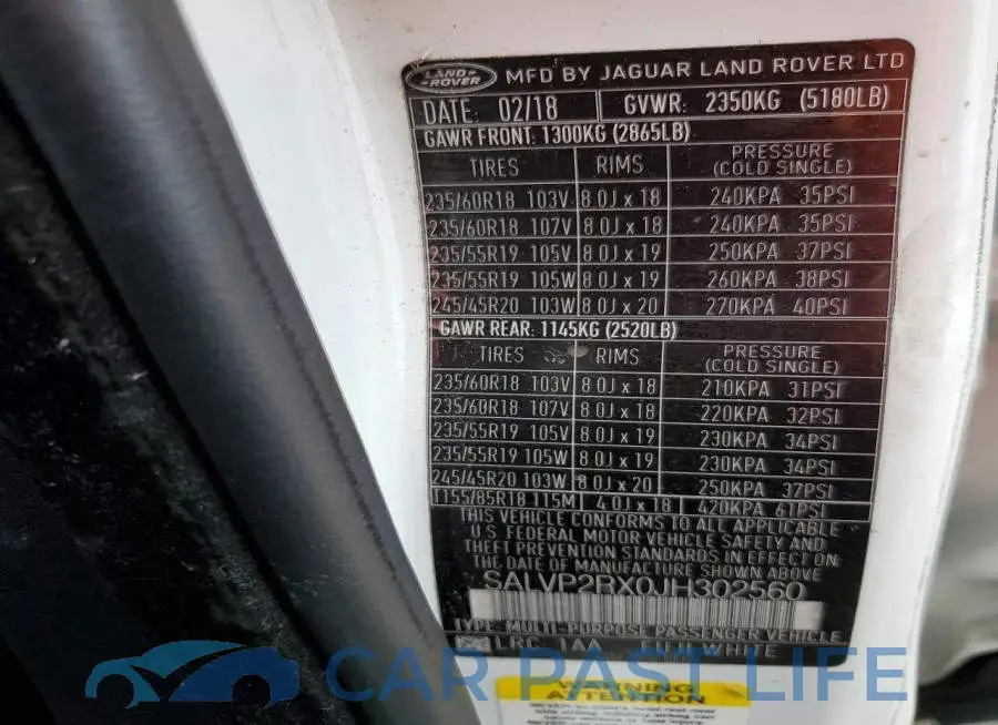 SALVP2RX0JH302560# 12