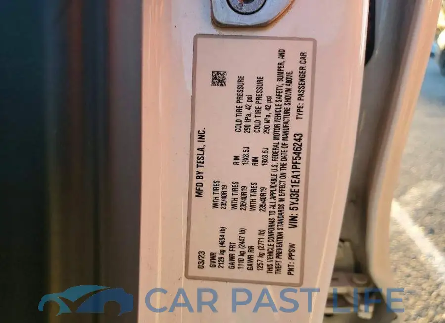 5YJ3E1EA1PF546243# 12