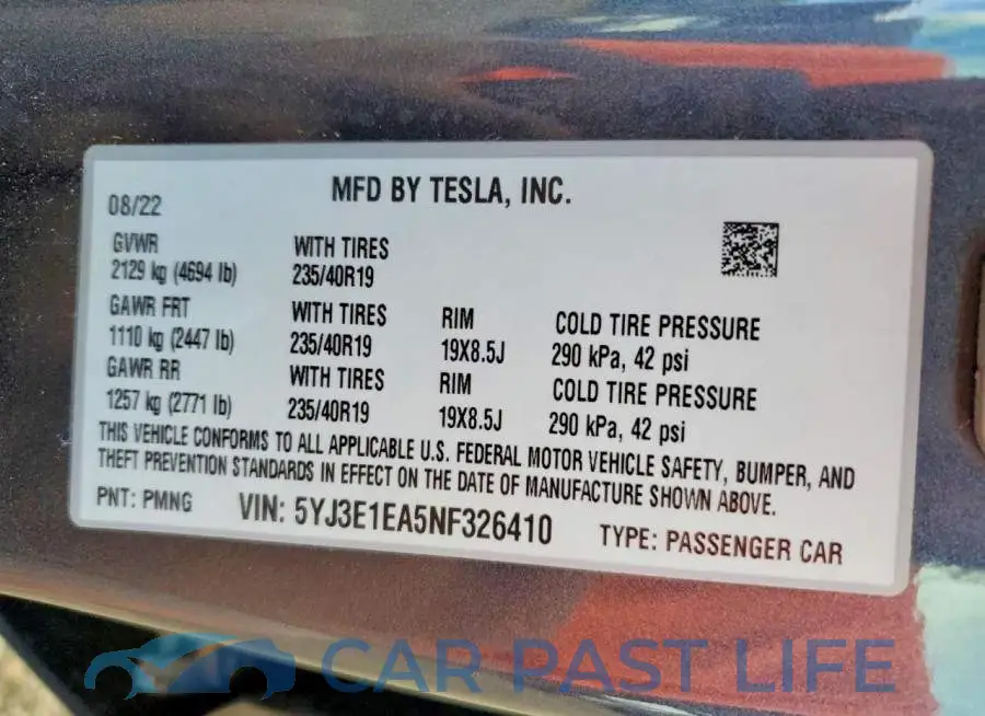 5YJ3E1EA5NF326410# 12