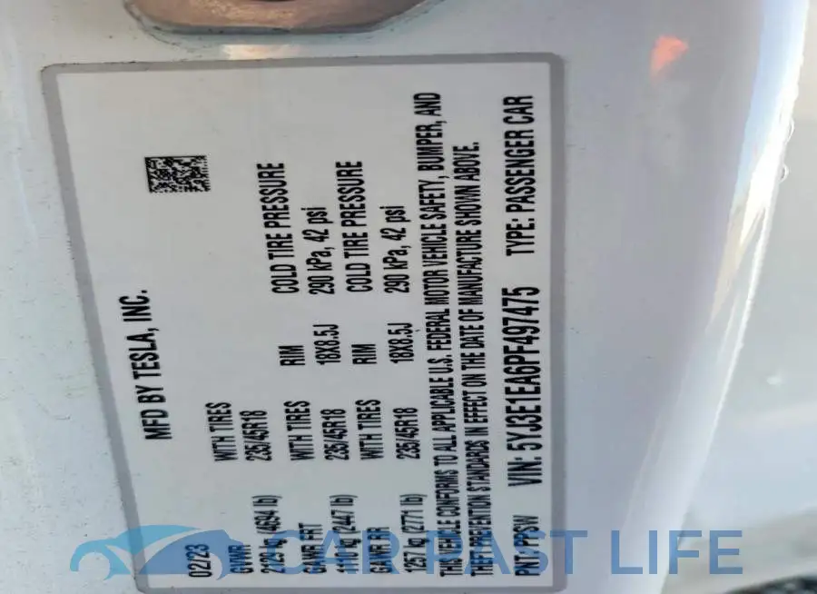 5YJ3E1EA6PF497475# 12