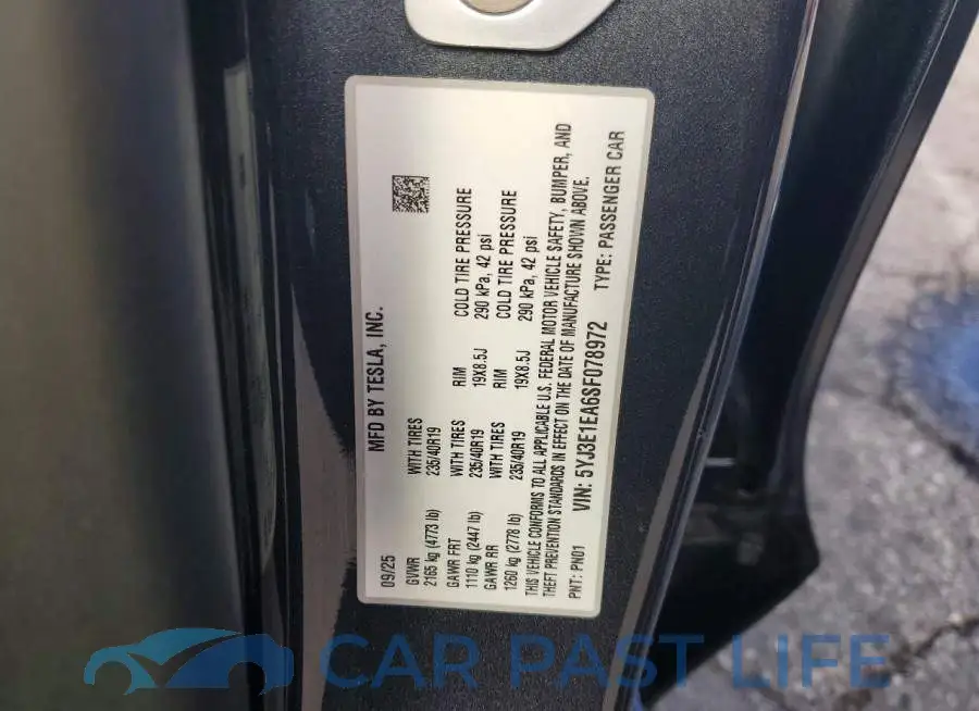 5YJ3E1EA6SF078972# 12