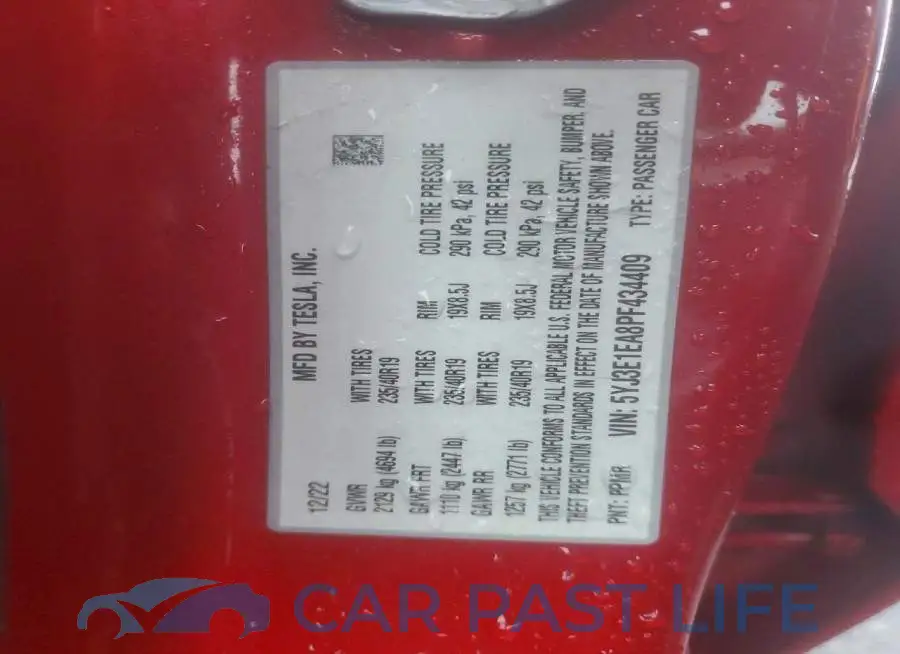 5YJ3E1EA8PF434409# 12