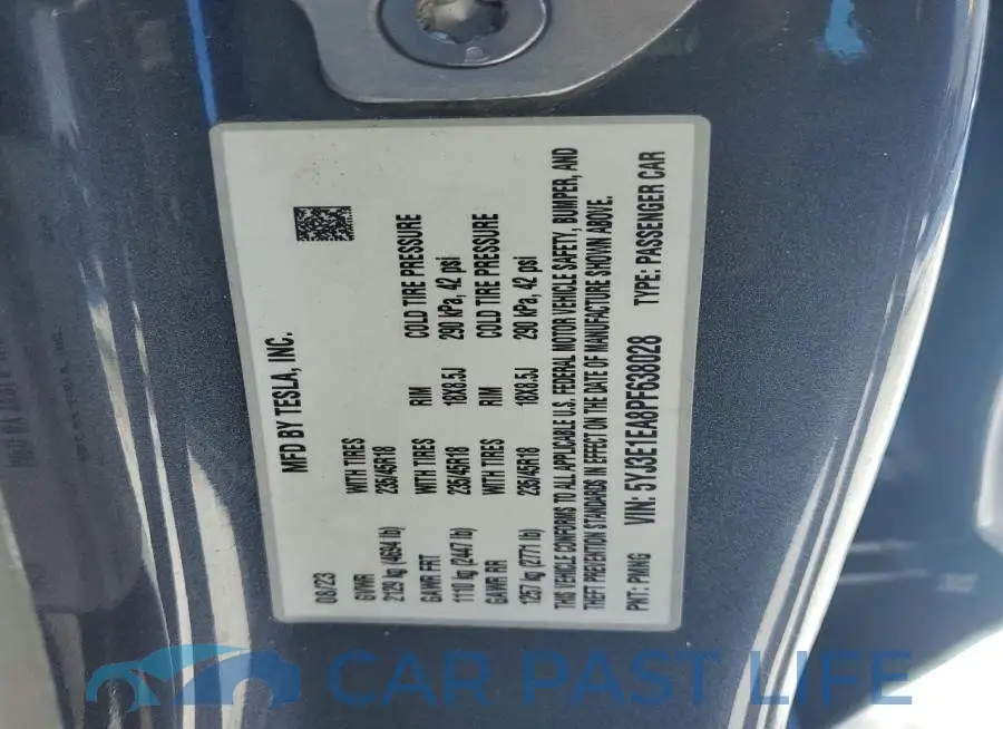 5YJ3E1EA8PF638028# 12