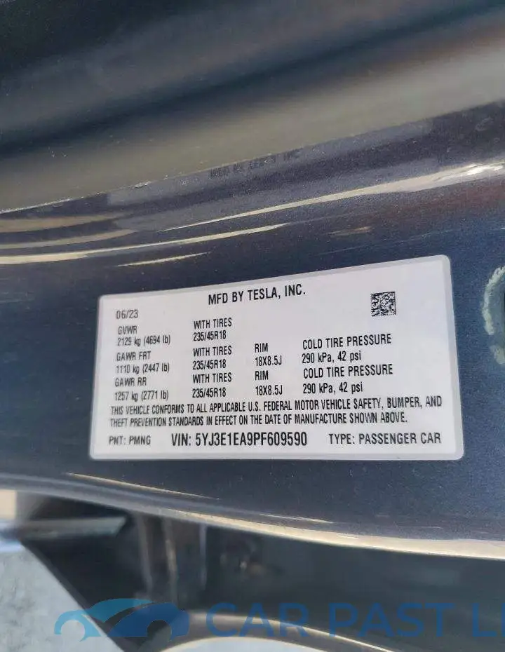 5YJ3E1EA9PF609590# 12