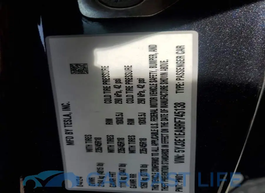 5YJ3E1EA9RF745138# 12