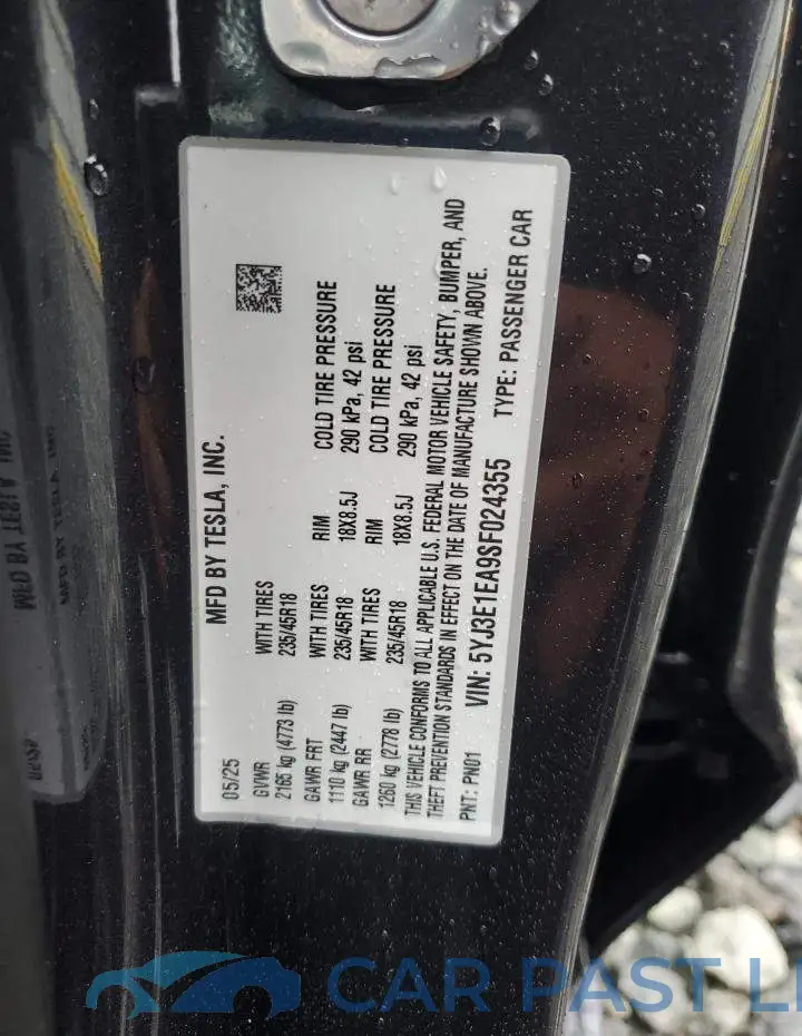 5YJ3E1EA9SF024355# 12