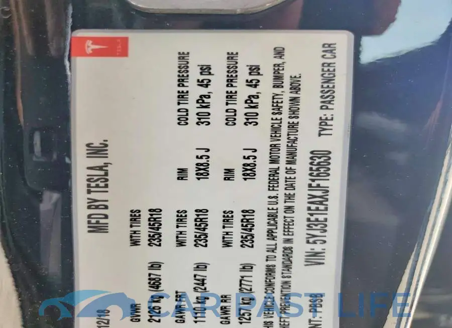 5YJ3E1EAXJF165630# 13