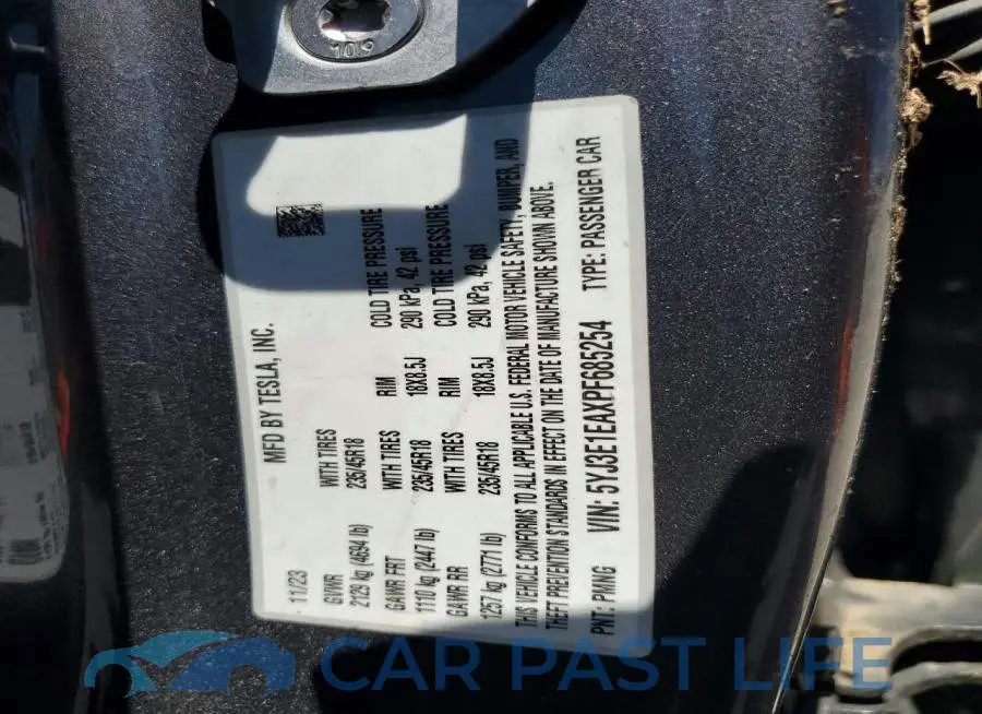 5YJ3E1EAXPF685254# 12