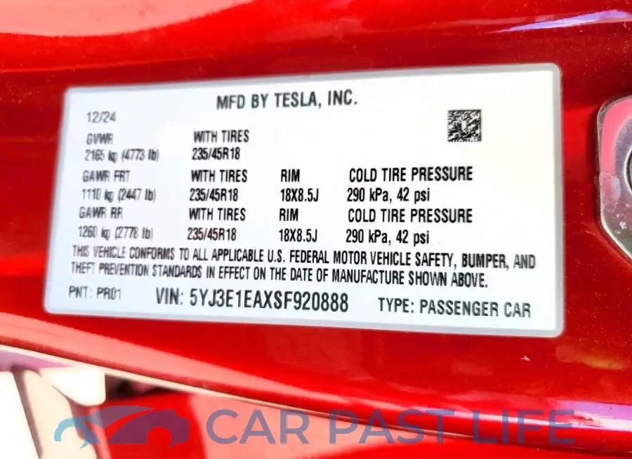 5YJ3E1EAXSF920888# 12