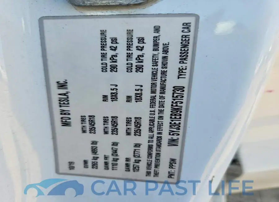 5YJ3E1EB9KF515730# 13
