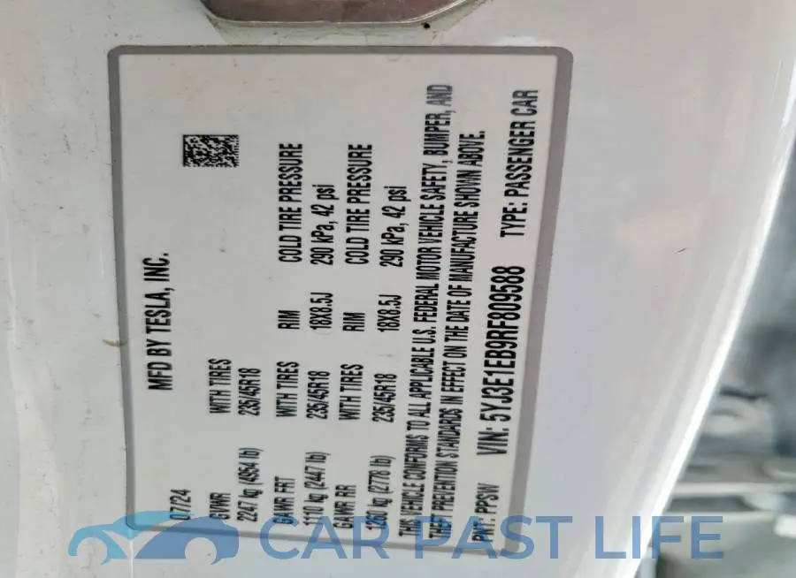 5YJ3E1EB9RF809588# 12