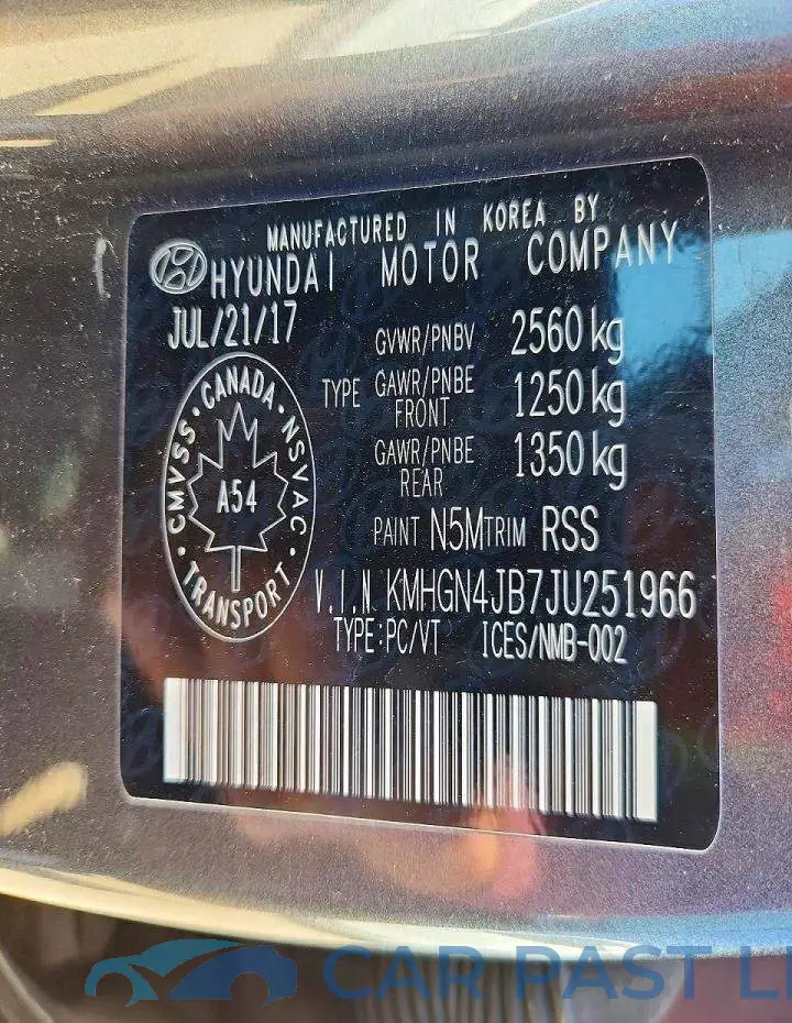 KMHGN4JB7JU251966# 12