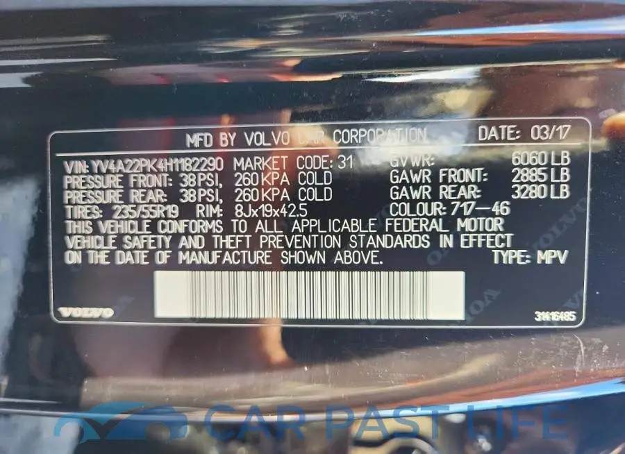 YV4A22PK4H1182290# 13