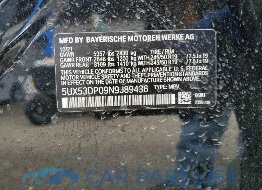 5UX53DP09N9J89436# 12