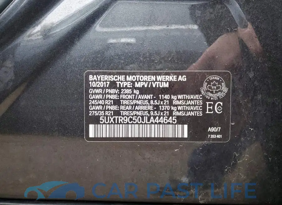 5UXTR9C50JLA44645# 13
