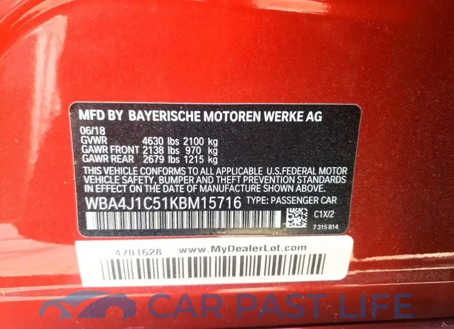 WBA4J1C51KBM15716# 12