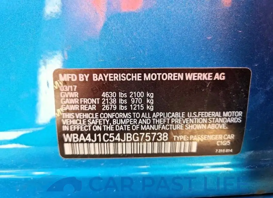 WBA4J1C54JBG75738# 12