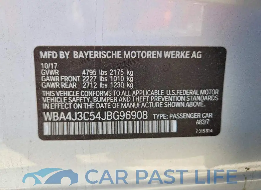 WBA4J3C54JBG96908# 12