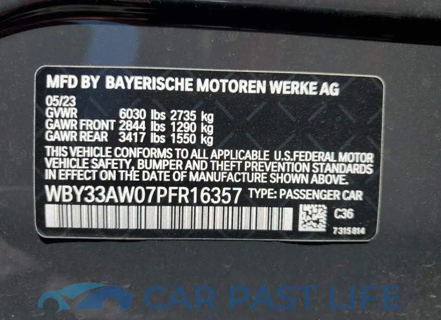 WBY33AW07PFR16357# 12