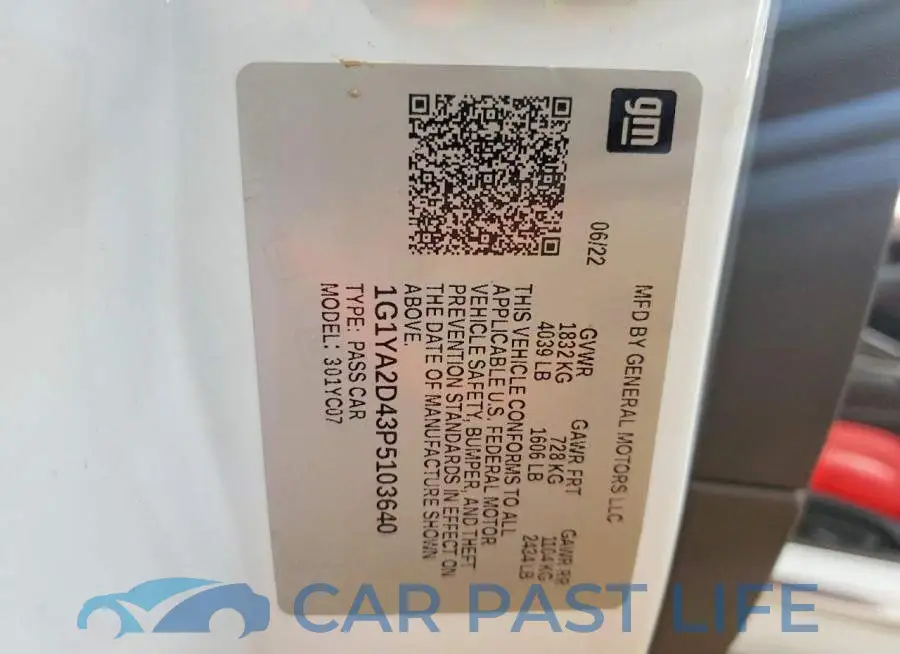 1G1YA2D43P5103640# 12