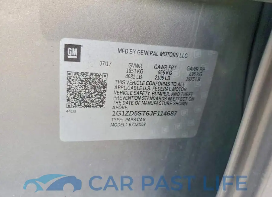 1G1ZD5ST6JF114687# 12