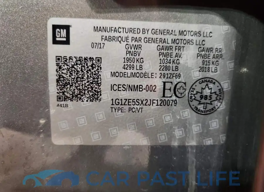 1G1ZE5SX2JF120079# 12