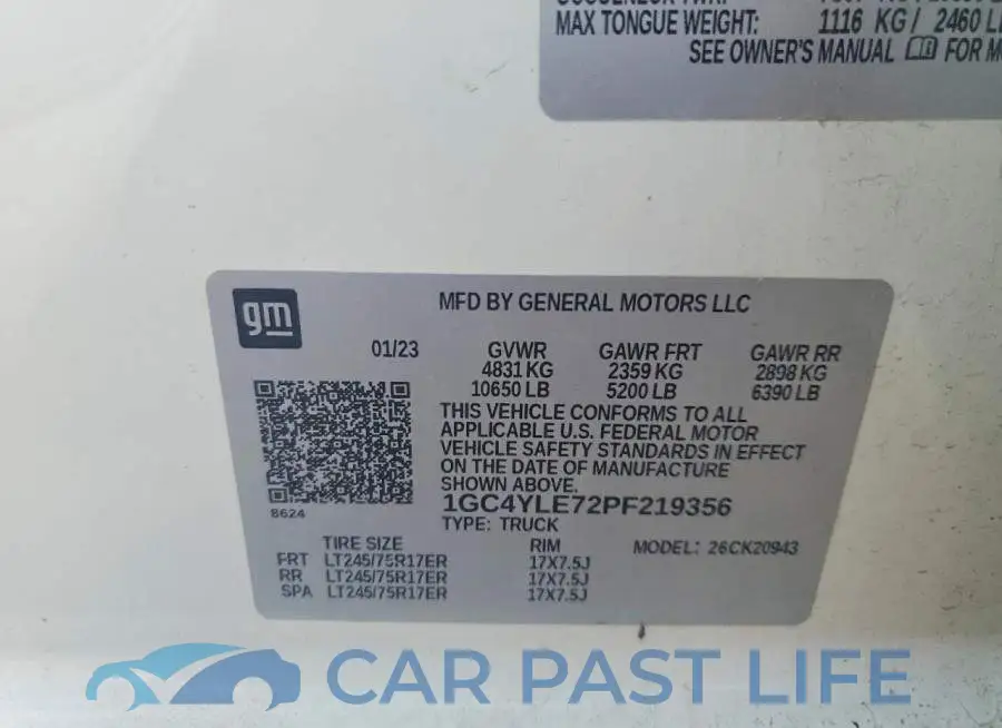 1GC4YLE72PF219356# 12