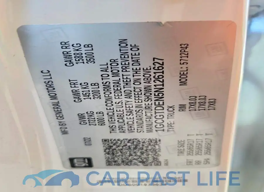 1GCGTDEN5N1261627# 12
