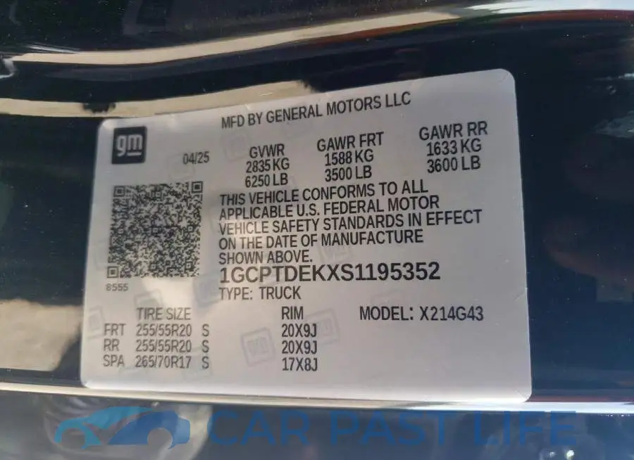 1GCPTDEKXS1195352# 12