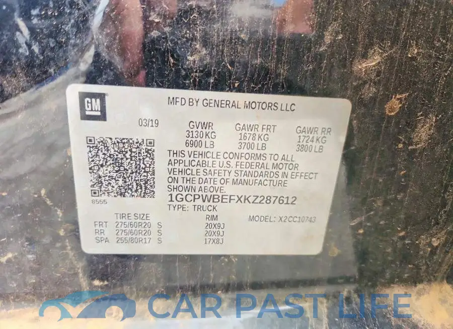 1GCPWBEFXKZ287612# 12