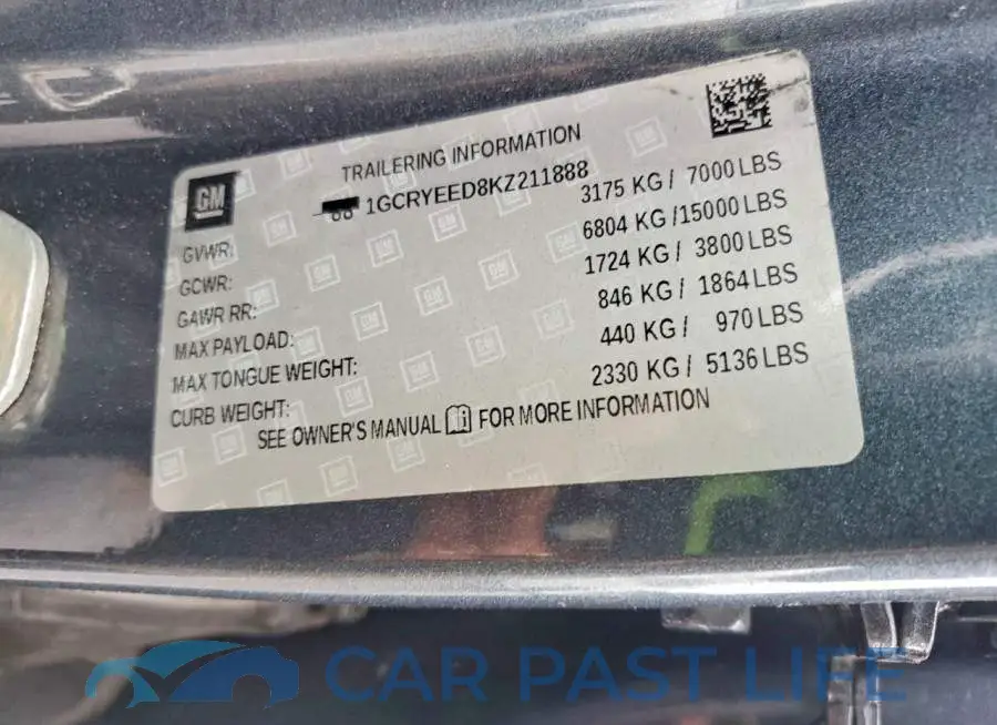 1GCRYEED8KZ211888# 12
