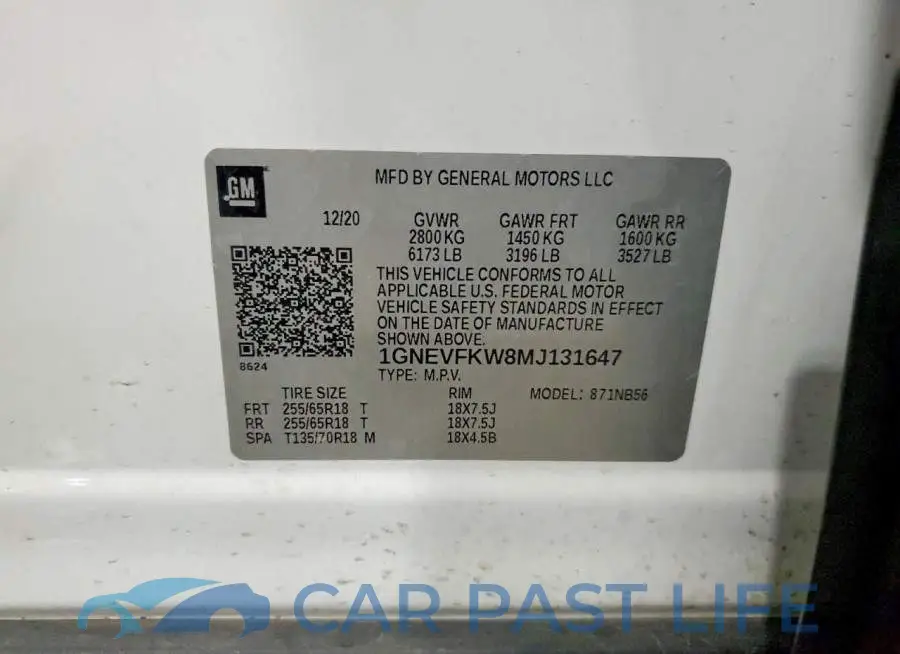 1GNEVFKW8MJ131647# 14