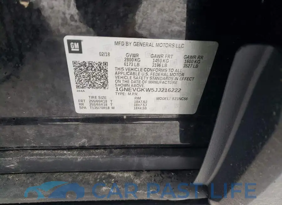 1GNEVGKW5JJ216222# 13