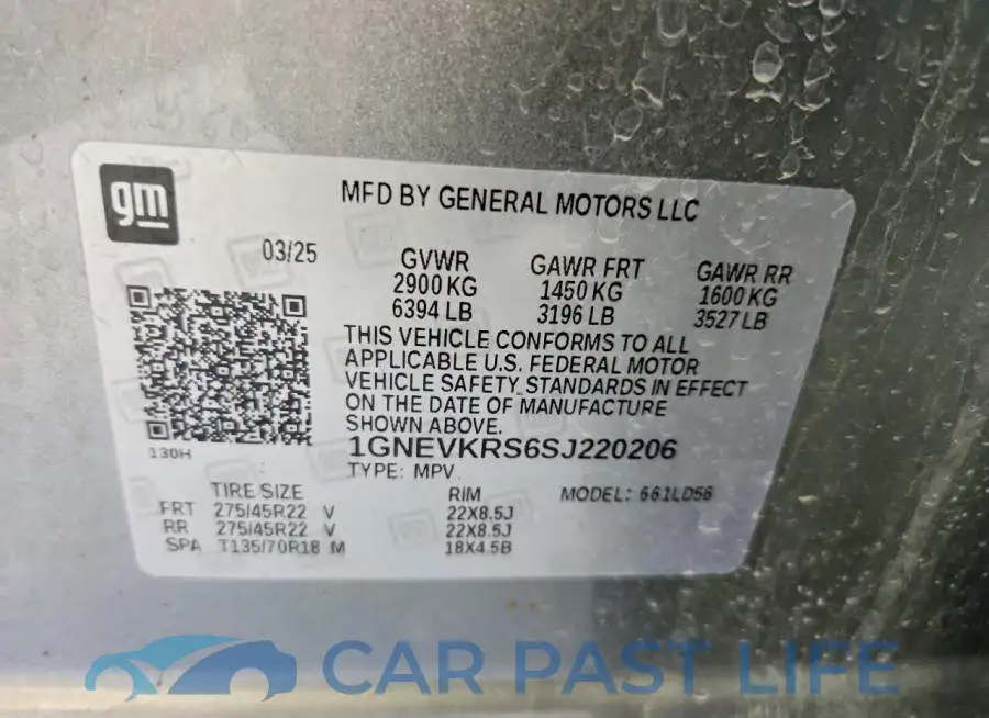 1GNEVKRS6SJ220206# 12