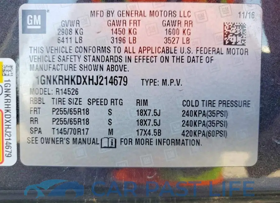 1GNKRHKDXHJ214679# 13