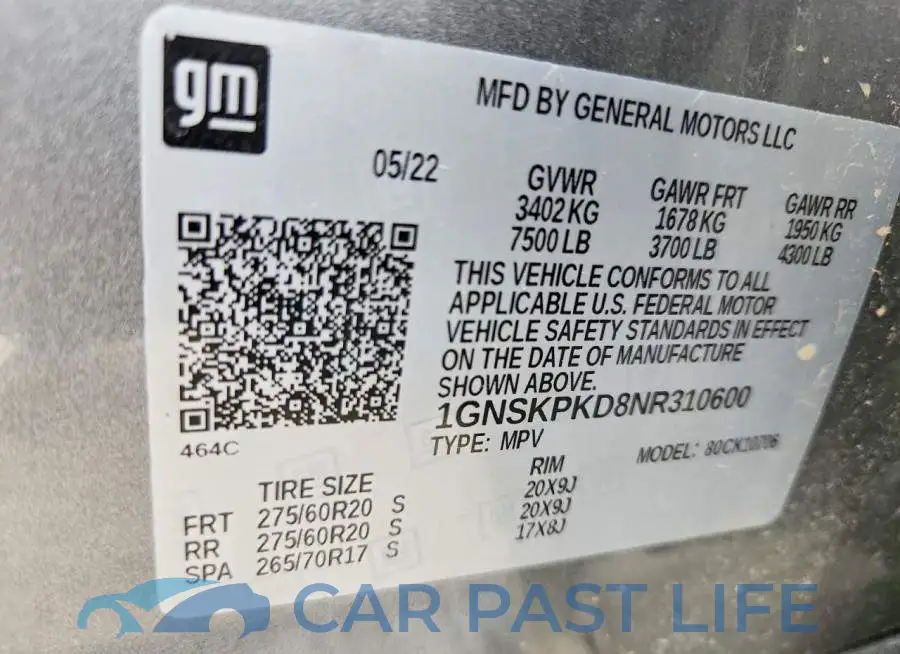 1GNSKPKD8NR310600# 13