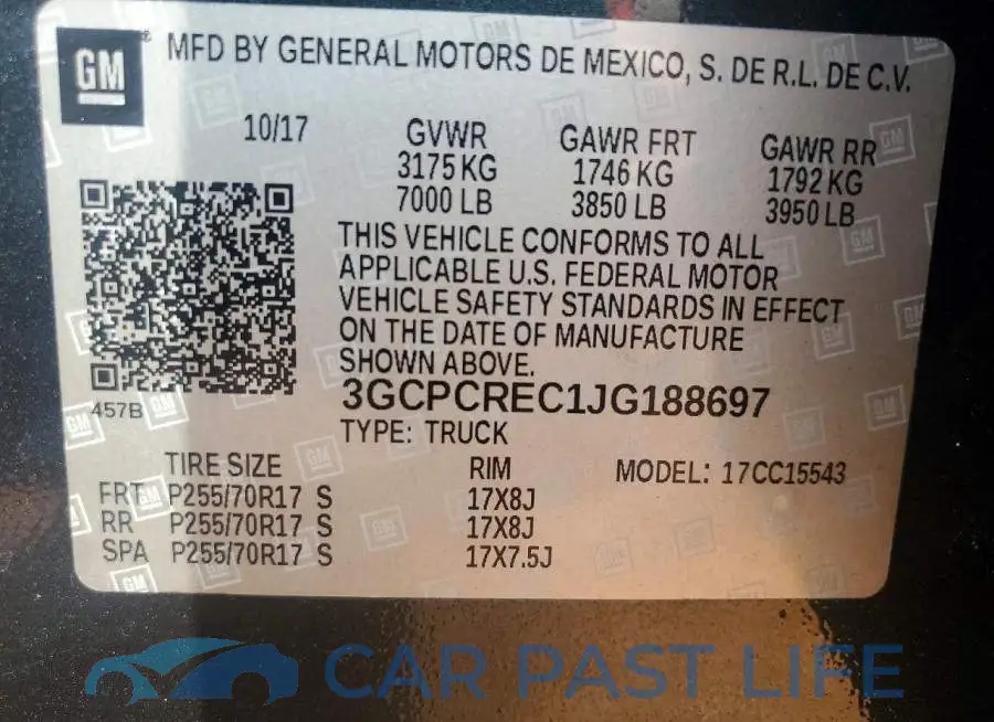 3GCPCREC1JG188697# 12