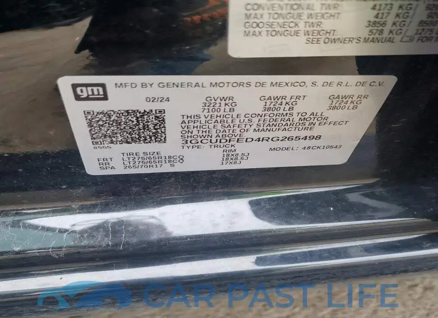 3GCUDFED4RG265498# 12