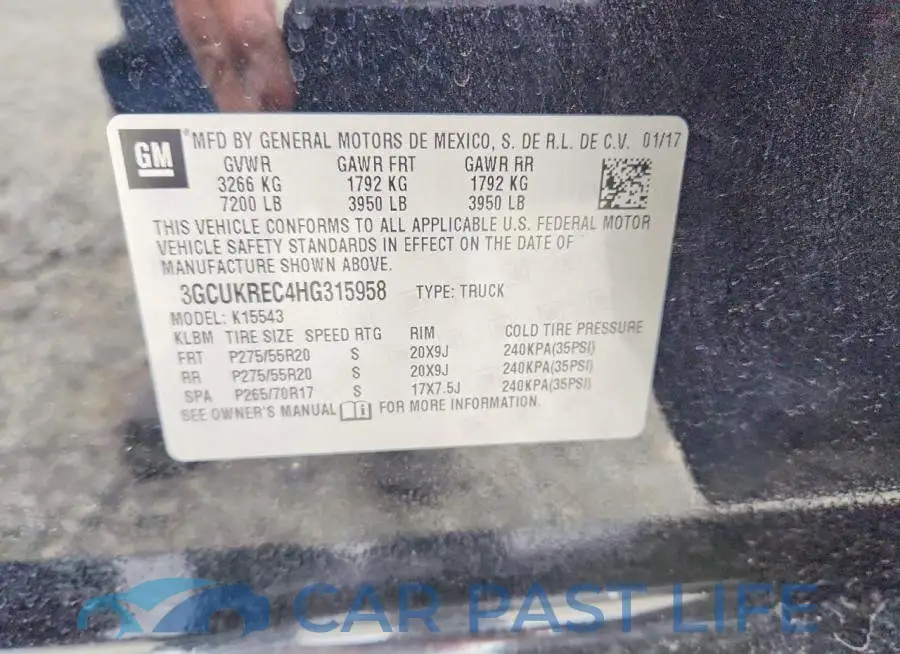 3GCUKREC4HG315958# 12