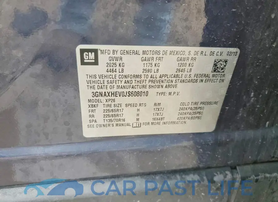 3GNAXHEV0JS608010# 12