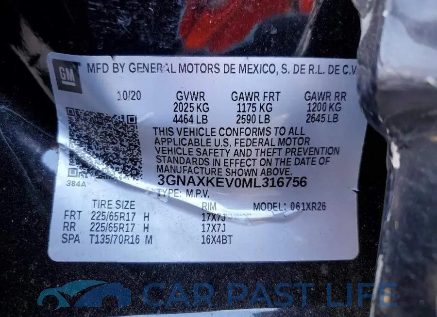 3GNAXKEV0ML316756# 13