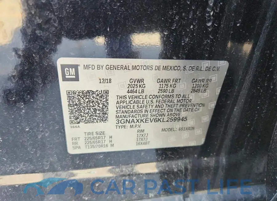 3GNAXKEV6KL259945# 13