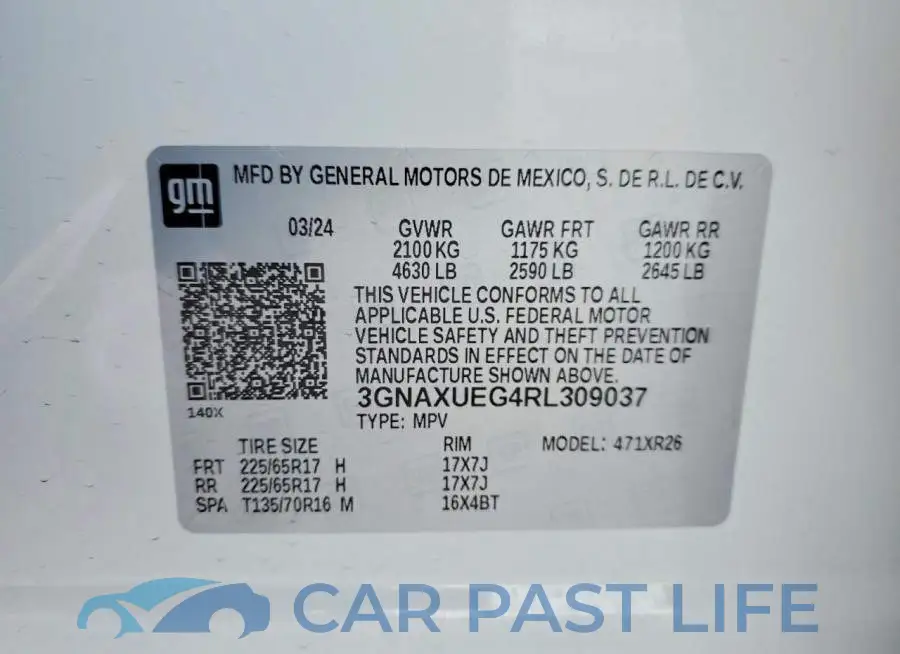 3GNAXUEG4RL309037# 13
