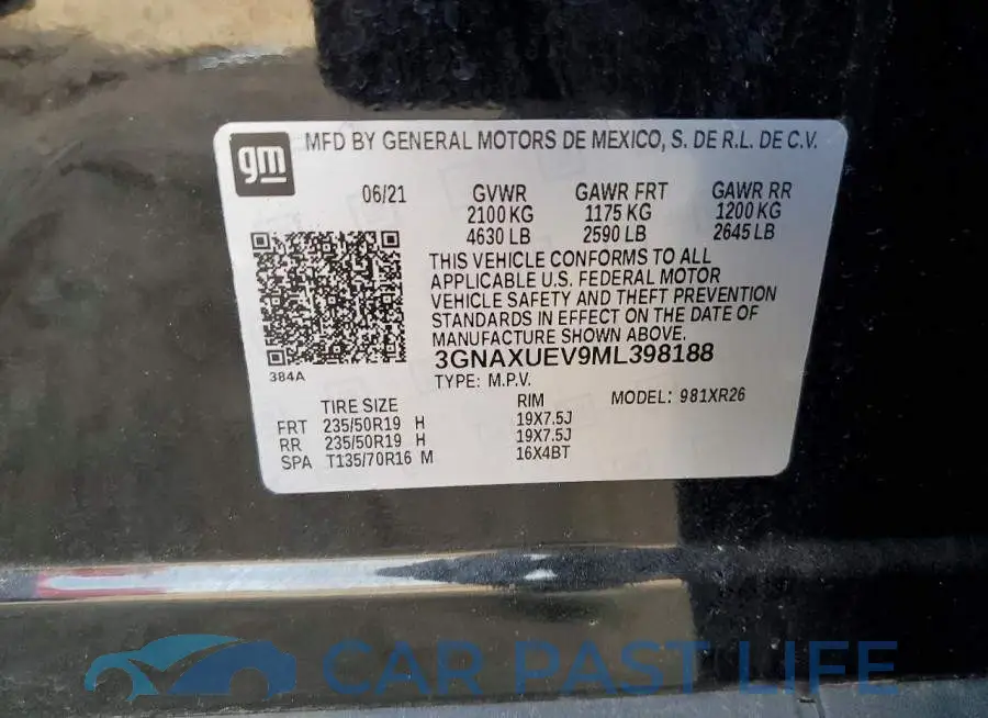3GNAXUEV9ML398188# 13