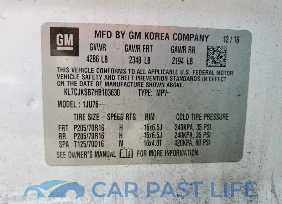 KL7CJKSB7HB103630# 12