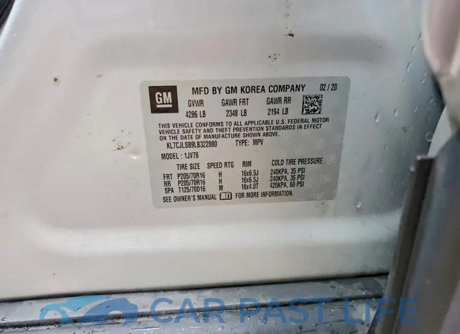 KL7CJLSB9LB322880# 12